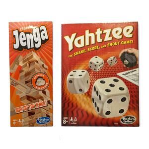 NWT Hasbro Gaming Classic Yahtzee & Classic Jenga Family Game Night Bundle